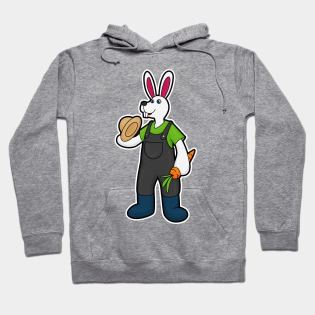 Rabbit as Farmer with Carrot & Hat Hoodie by Markus Schnabel